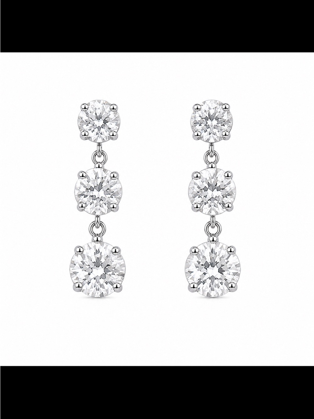 White Topaz Gemstone Triple-Drop Earrings 925 Sterling Silver Genuine and NWT